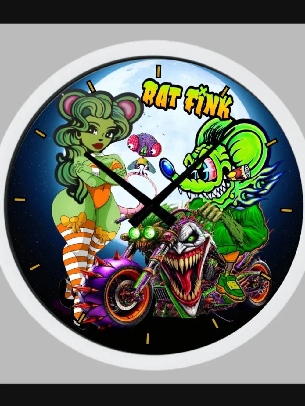 Rat Fink Neon Green Art Wall Clock - Home Wall Decor